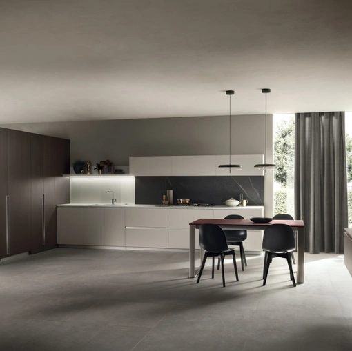 Cucina Moderna DeLinea 08 in laccato Grigio Chiaro e Rovere Grafite di Scavolini