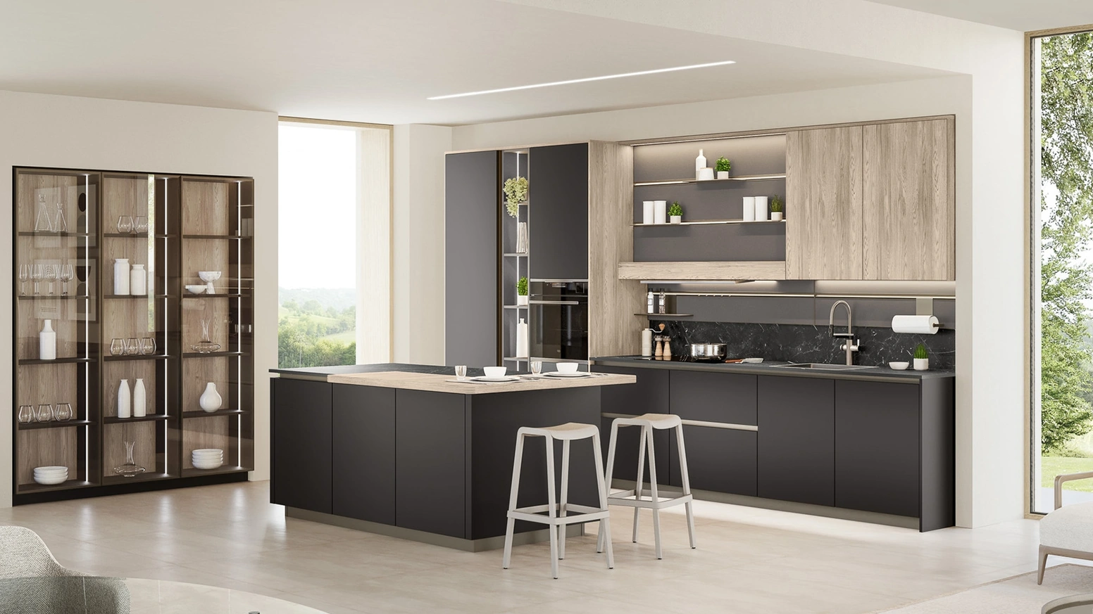 Cucina Moderna con isola Start-Time J 03 di Veneta Cucine