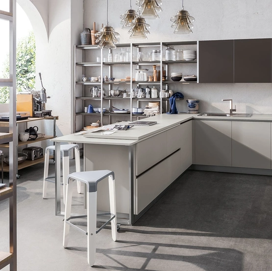 Cucina Moderna Start-Time J 09 finitura Antracite e Grigio di Veneta Cucine