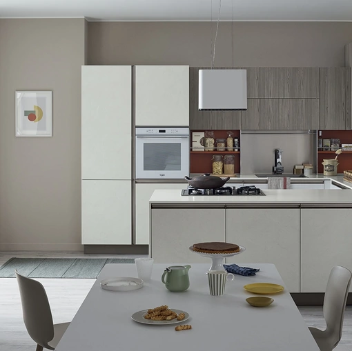 Cucina Moderna con penisola Start-Time Presa 06 di Veneta Cucine