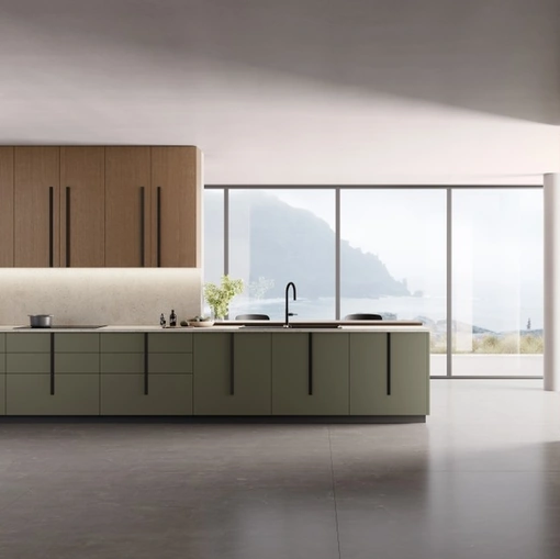Cucina Moderna ad angolo Stilo 05 in laccato e Rovere di Scavolini
