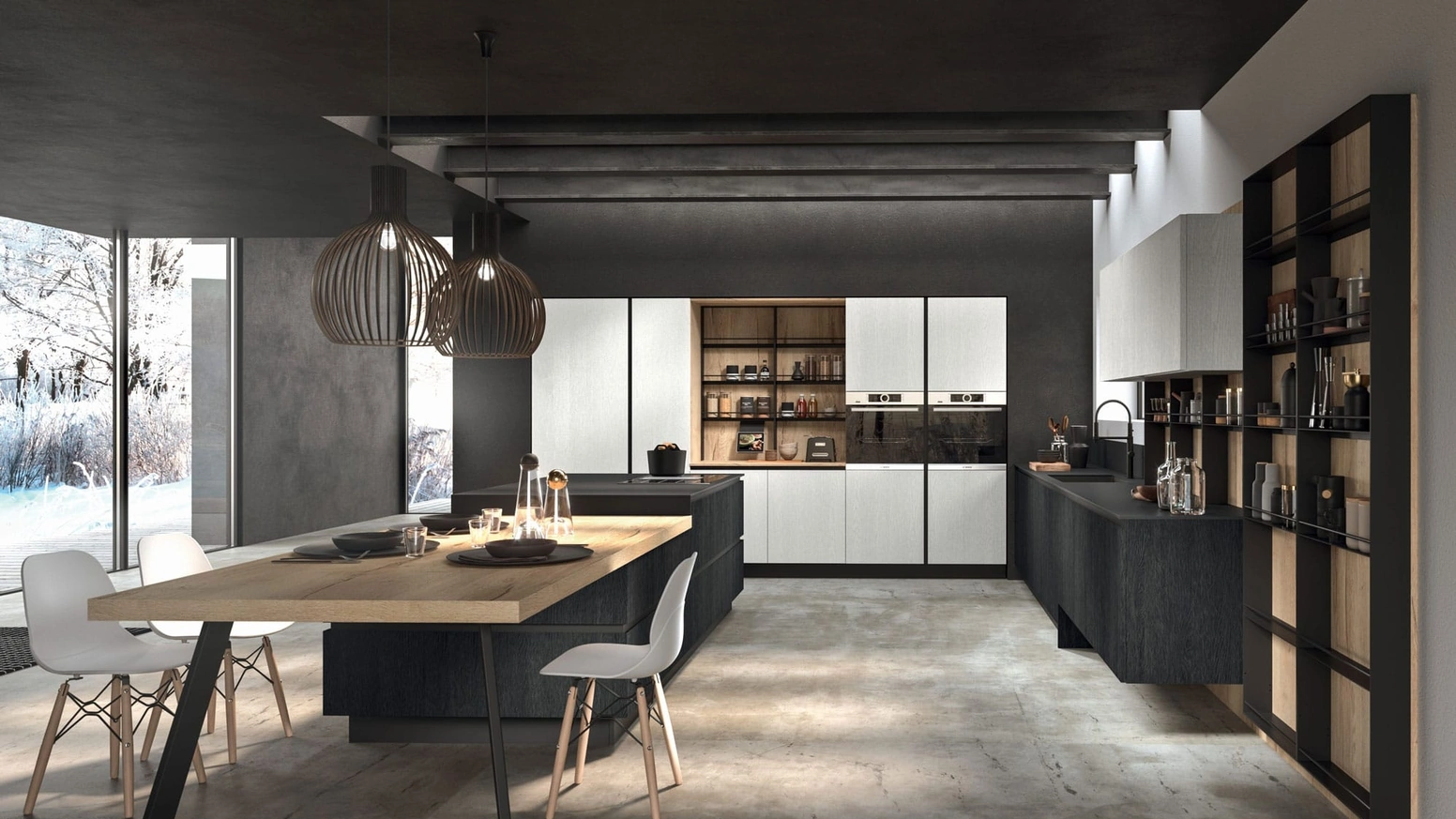 Cucina Moderna con isola Time 02 in melaminico di Gentili Cucine