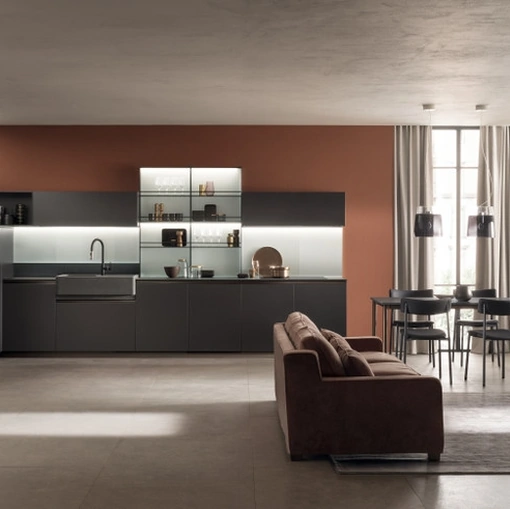 Cucina su misura DeLinea 05 in laccato opaco Grigio Ferro di Scavolini