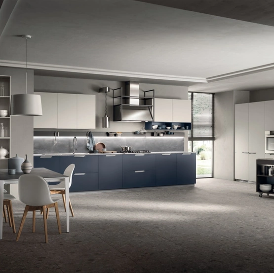 Cucina su misura Mia 09 Blu Moon e Grigio Chiaro di Scavolini