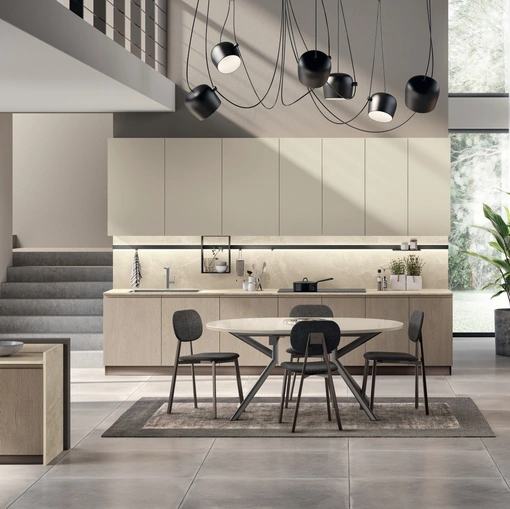 Cucina su misura Motus 07 in Rovere Gessato e Grigio Gabbiano