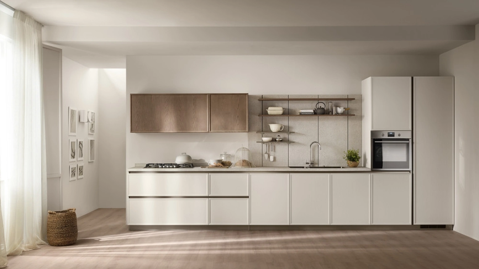 Cucina lineare su misura Poetica 06 in Frassino di Scavolini