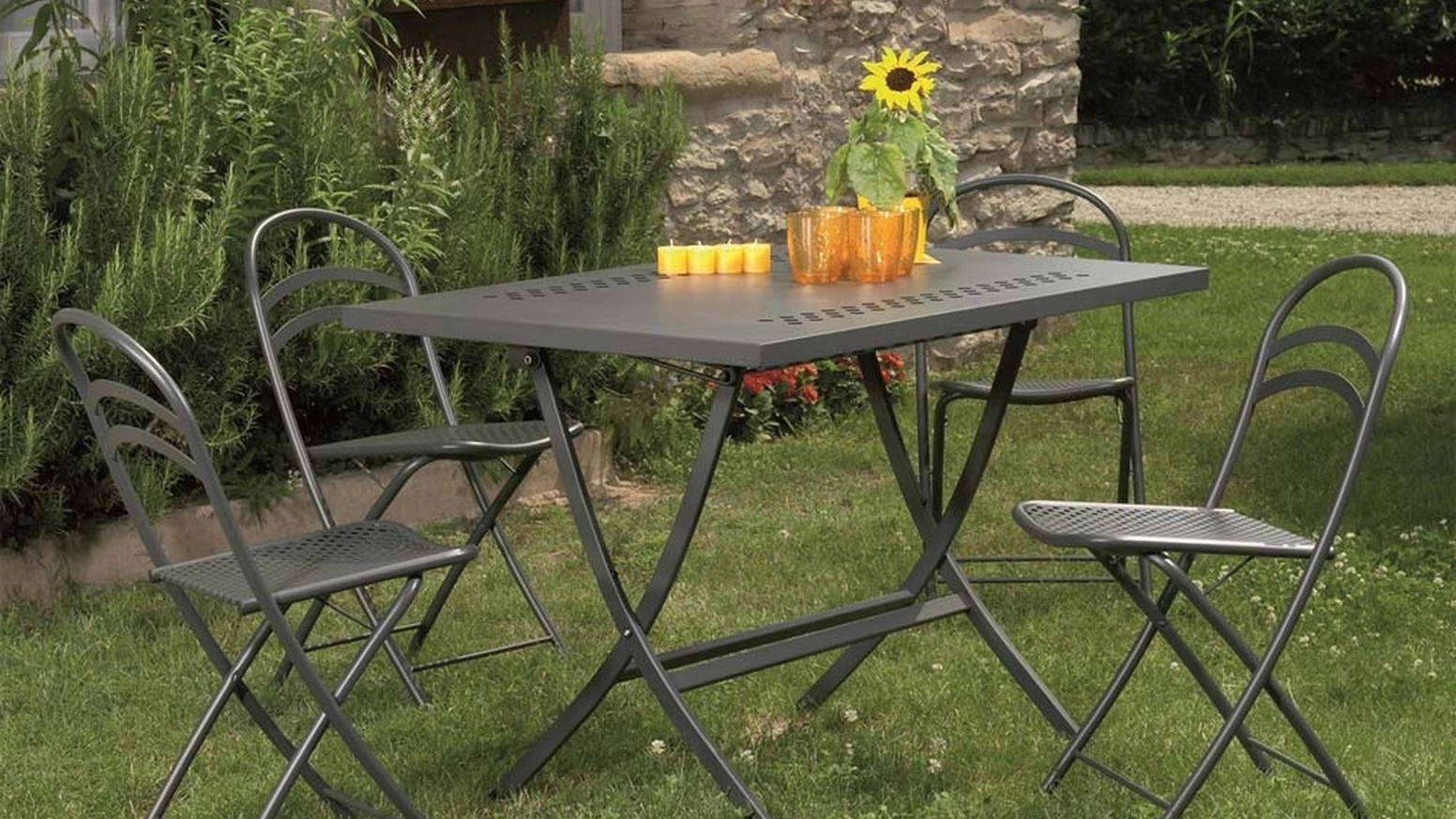 Tavolo da giardino Folding Table in acciaio zincato di La Seggiola