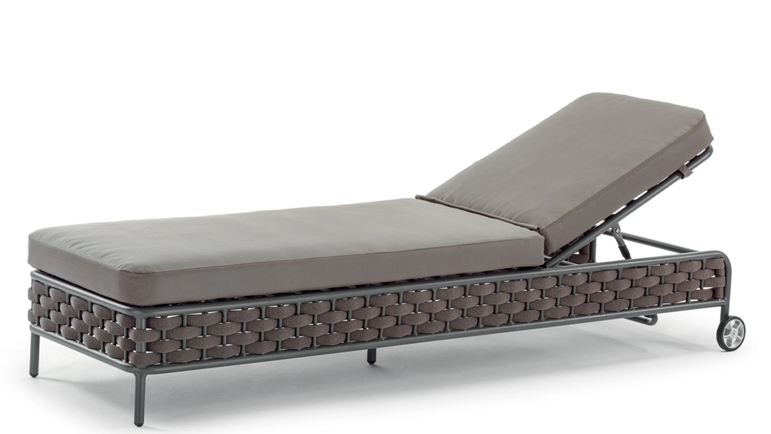 Lettino Nice Bed in tessuto con struttura in alluminio rivestita con corda in poliestere di La Seggiola